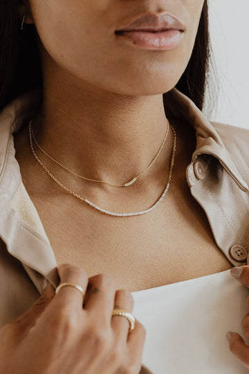 .37 ct Pave Diamond Bar Mini Tennis Necklace