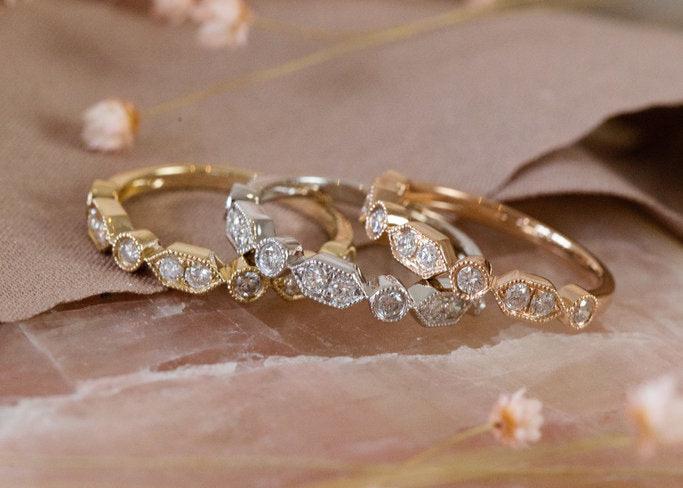 The Elanor Milgrain Shapes Diamond Band