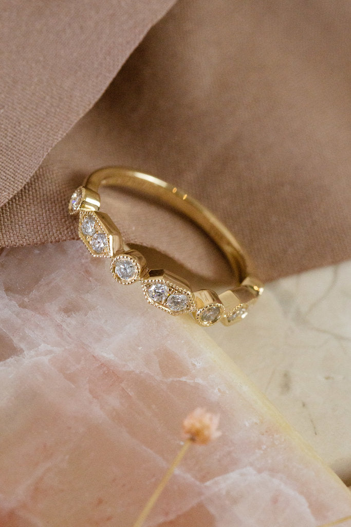 The Elanor Milgrain Shapes Diamond Band