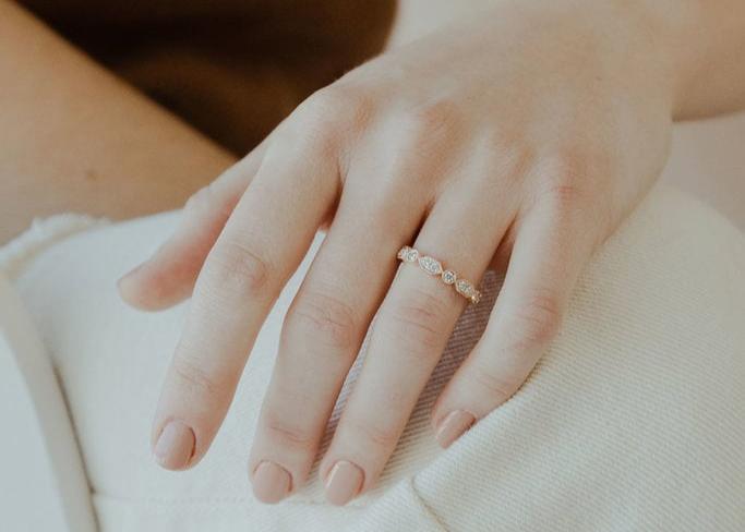 The Elanor Milgrain Shapes Diamond Band