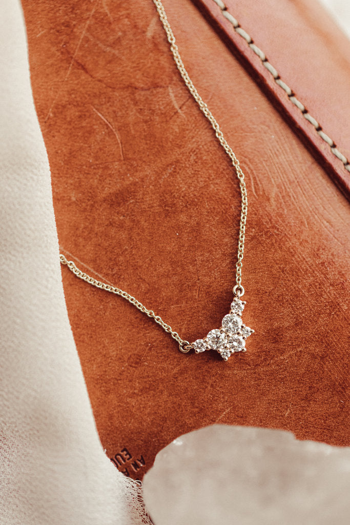 The Elizabeth Round Diamond Cluster Necklace