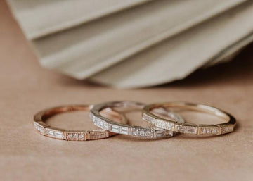 The Penelope Baguette And Round Milgrain Band