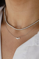 Load image into Gallery viewer, Three Prong 6.10 ct Diamond Tennis Necklace
