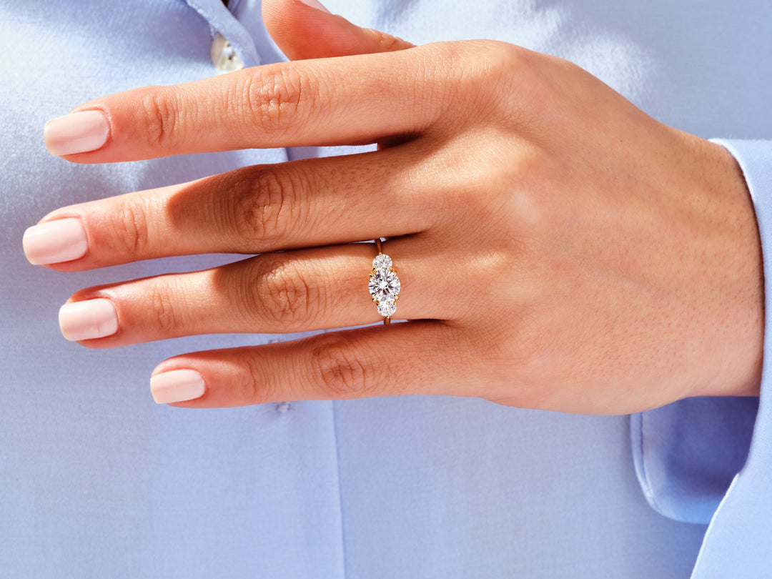 three diamond wedding ring