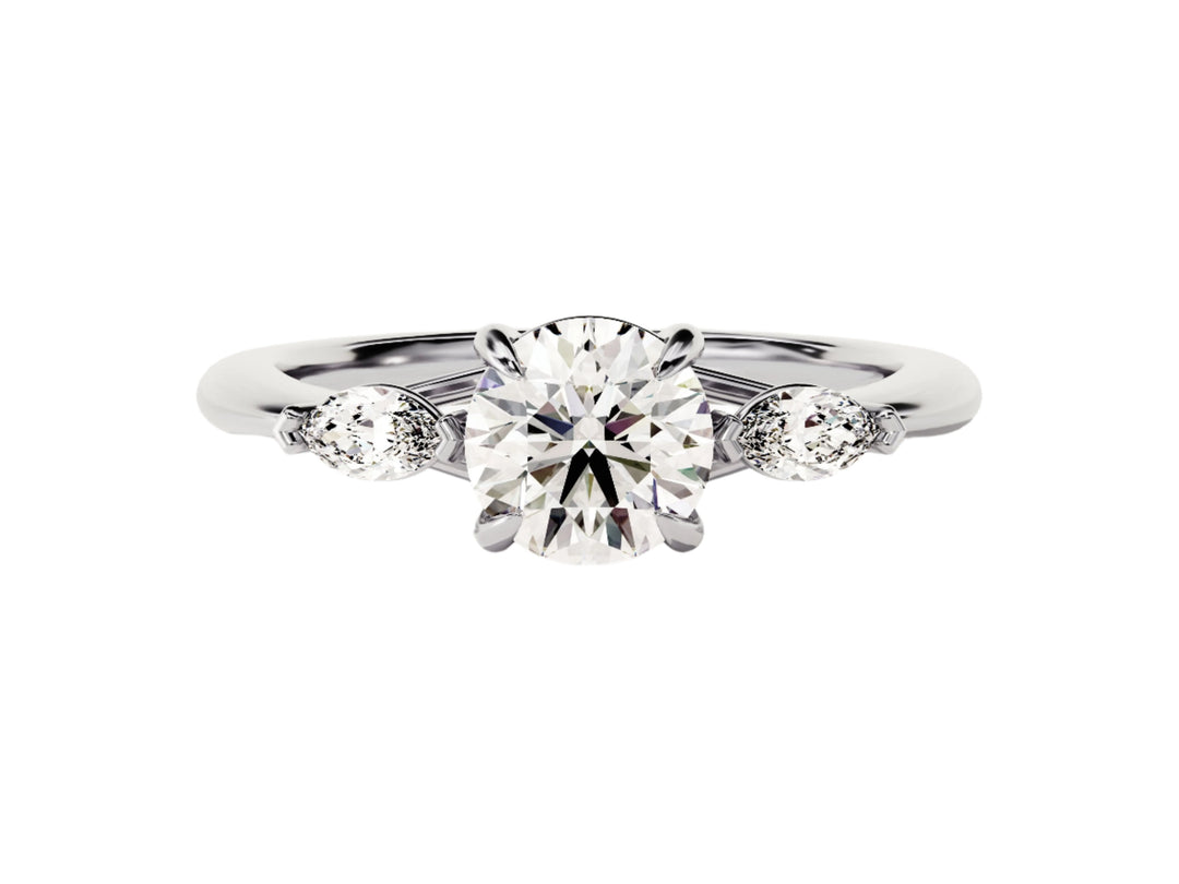 three diamond wedding ring