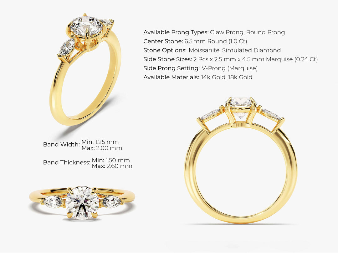 three stone engagement ring round