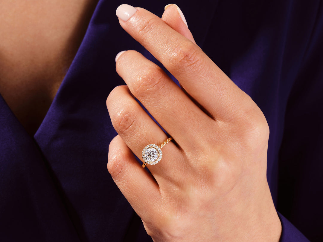 twisted engagement ring with band