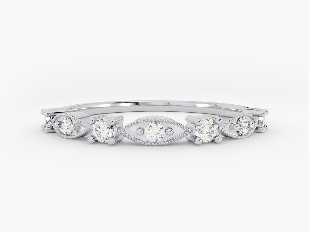 Vintage Stackable Moissanite Wedding Band