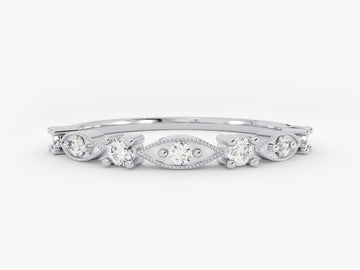 Vintage Stackable Moissanite Wedding Band