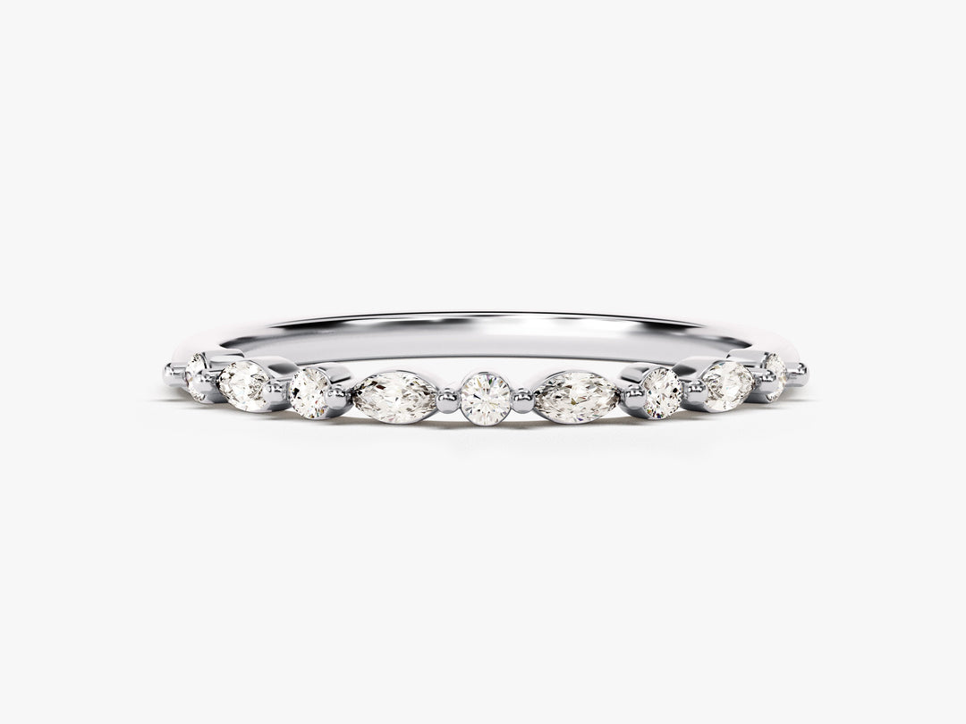 Marquise Cut Half Eternity Moissanite Wedding Band