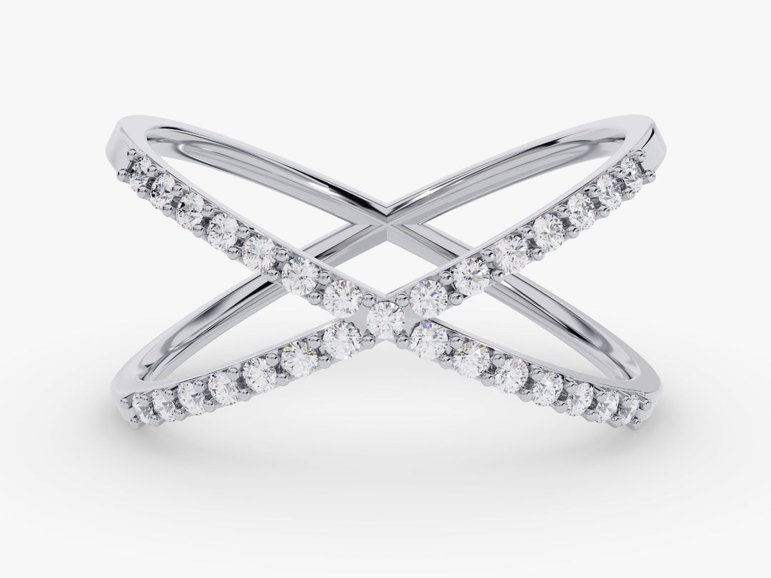 Criss Cross Moissanite Wedding Band