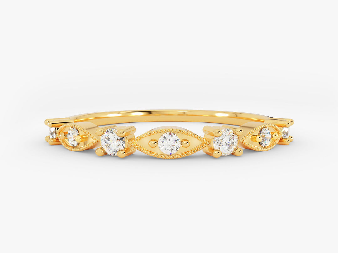 Vintage Stackable Moissanite Wedding Band