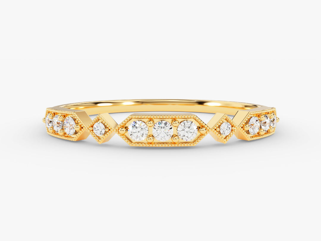 Art Deco Vintage Moissanite Wedding Band